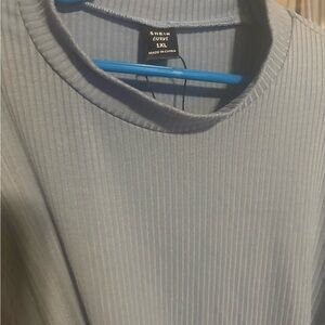 SHEIN Curve Ribbed Light Blue Top